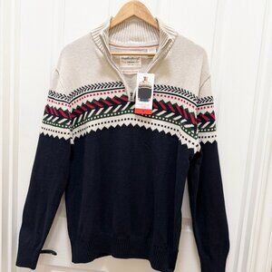 Weatherproof Men's Fair Isle Pullover Knit Sweater Size M Blue Urban Outdoor NEW